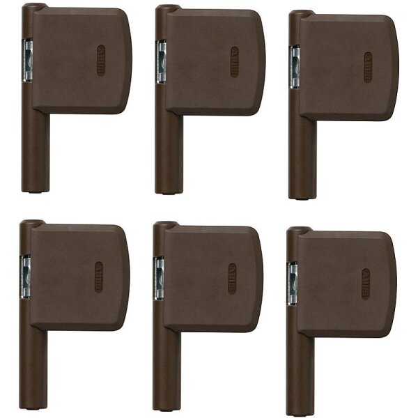 6er Set Abus FAS 101 B braun Fensterschloss