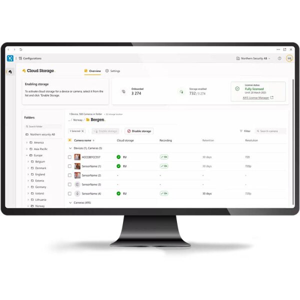 AXIS Camera Station Cloud Storage Lizenz, 1 Jahr