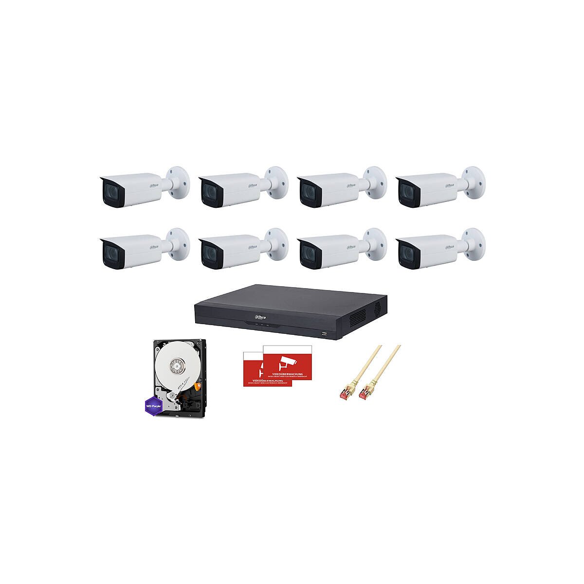 Dahua Set IP 8x Bullet 4K PoE + 16-CH NV box