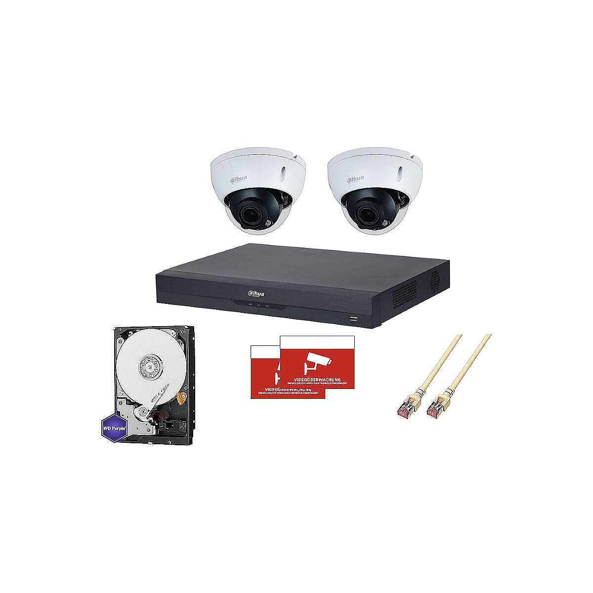 Dahua Set IP 2x Dome 4MPx PoE + 8-CH NVR