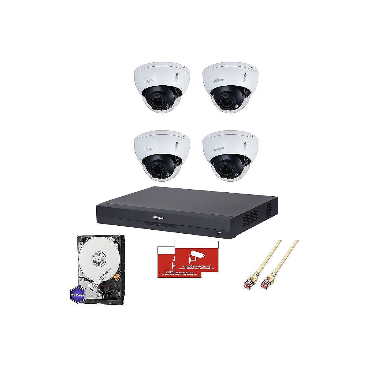 Dahua Set IP 4x Dome 4MPx PoE + 8-CH NVR box