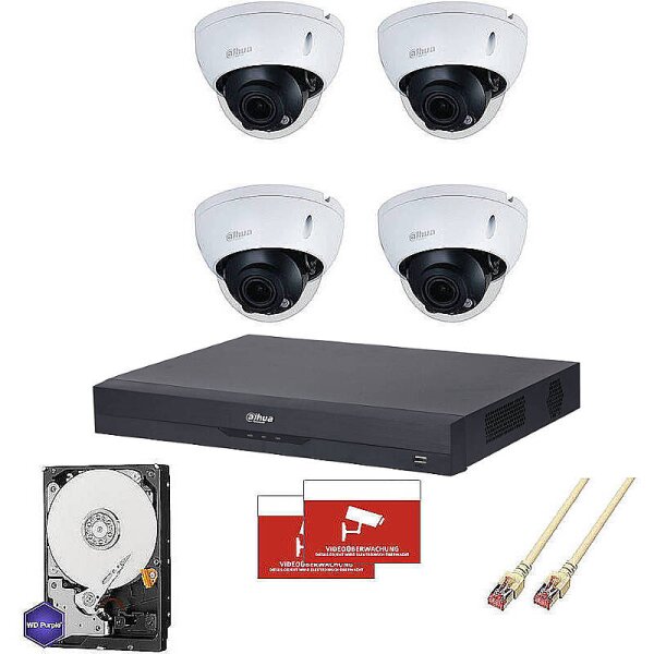 Dahua Set IP 4x Dome 4MPx PoE + 8-CH NVR