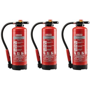 3er Set GLORIA Pulver-Feuerlöscher P12 PRO