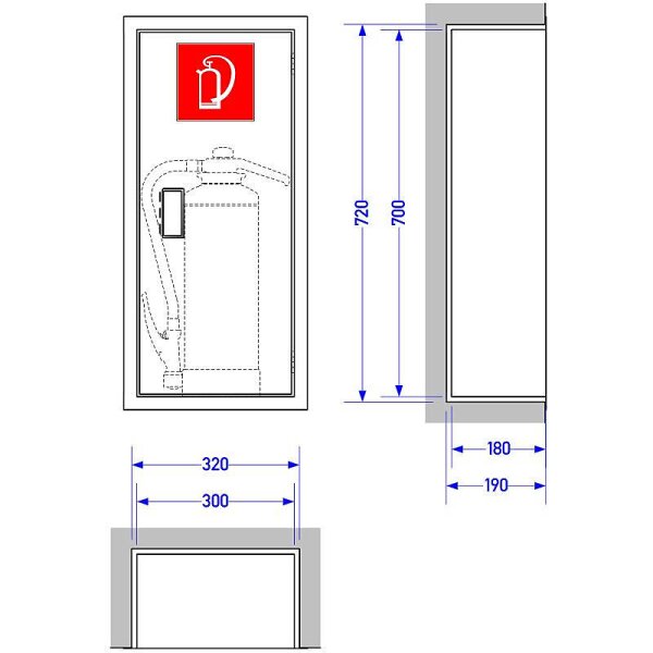 GLORIA Feuerlöscher-Schutzschrank ES-FL 6, RAL7035