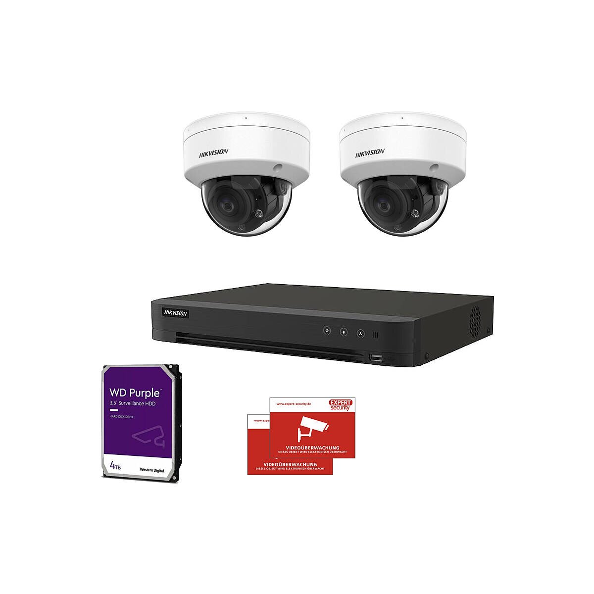 HIKVision Set HD 2x Dome 1080p PoC + 4-C box