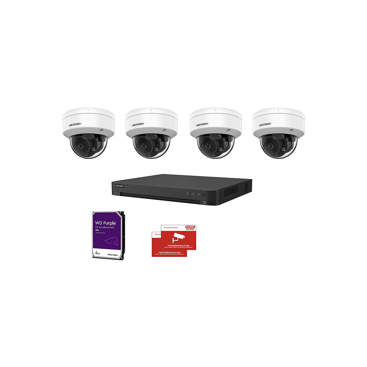 HIKVision Set HD 4x Dome 1080p PoC + 8-CH DVR