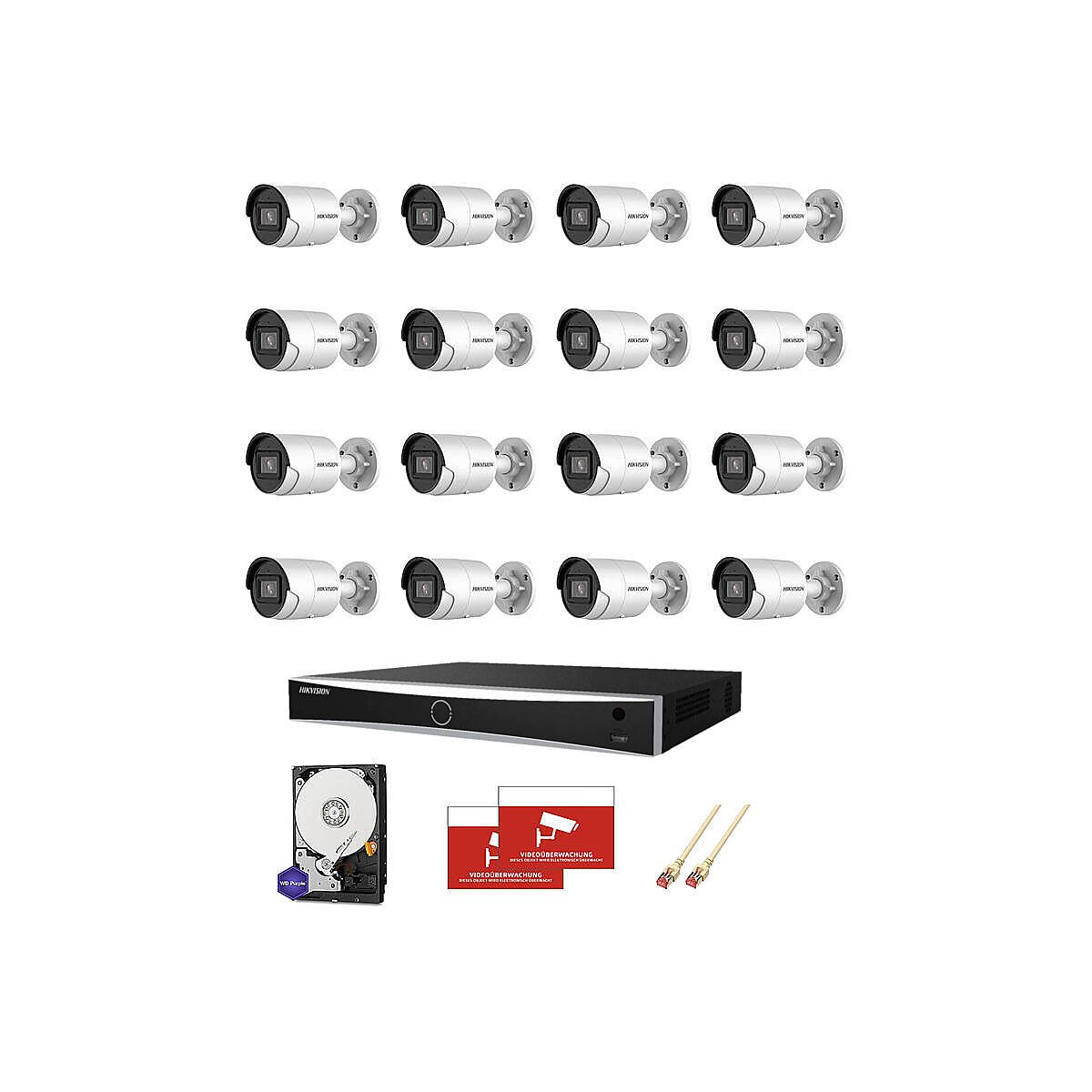HIKVision Set 16x Bullet 4MPx PoE + 16-C box