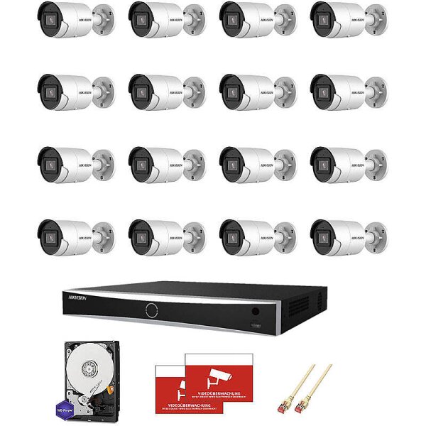 HIKVision Set 16x Bullet 4MPx PoE + 16-CH NVR