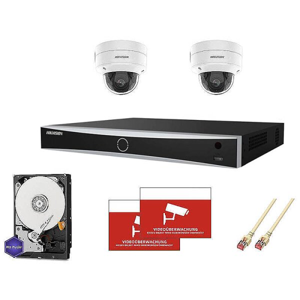 HIKVision Set AcuSense 2x Dome 4MPx PoE + 8-CH NVR