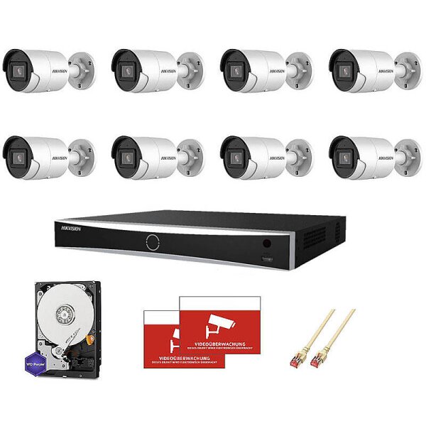 HIKVision Set 8x Bullet 4MPx PoE + 16-CH NVR
