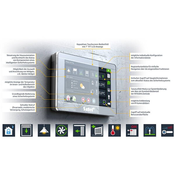 Satel INT-TSI-W Bedienteil, 7 Touchscreen