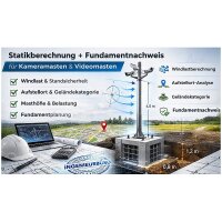 Statikberechnung + Fundamentnachweis f. Kameramast