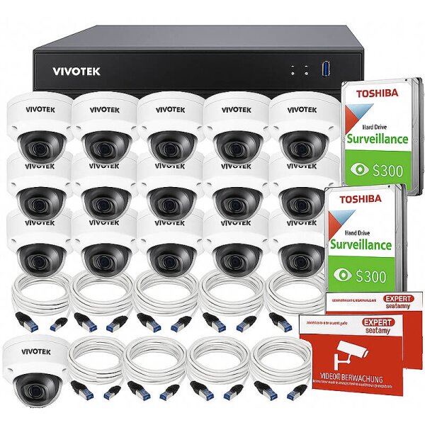 Videoüberwachungsanlage 16x Dome 5MPx + 32CH NVR