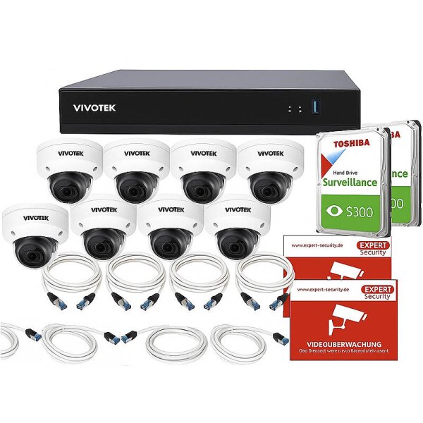 Profi Kamerasystem 8x Dome 5MP Vario + 16CH NVR