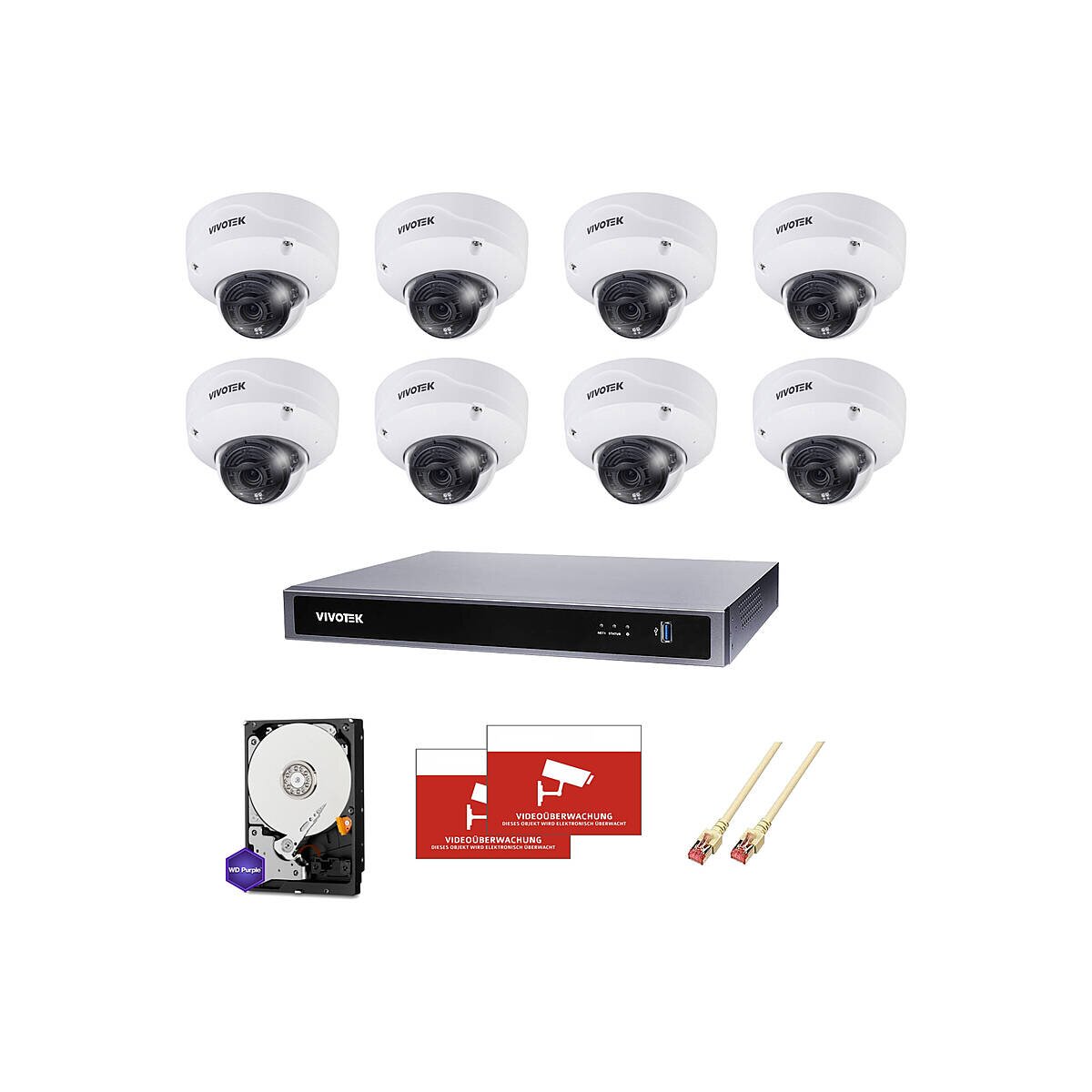 Profi Kamerasystem 8x Dome 4K Vario + 16 box