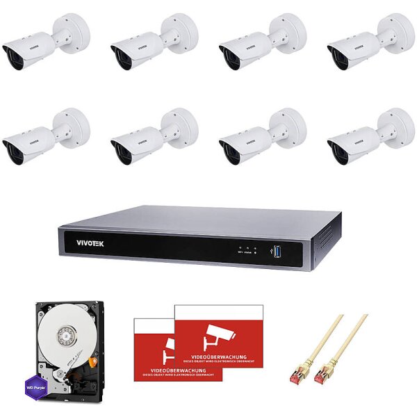 Profi Kamerasystem 8x Bullet 1080p Vario +16CH NVR