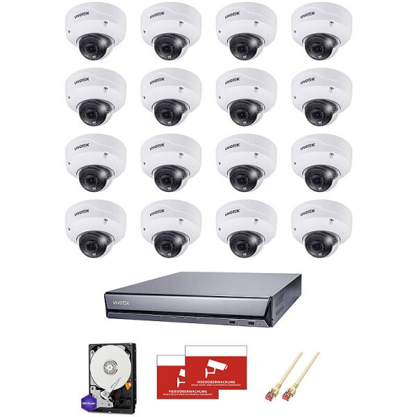 Videoüberwachungsanlage 16x Dome 1080p + 32CH NVR