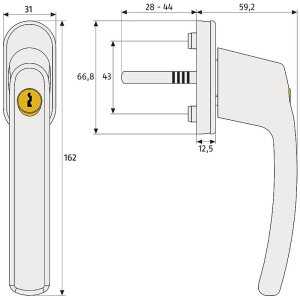 ABUS FG200 W AB208 Fenstergriff stabil, abschließb