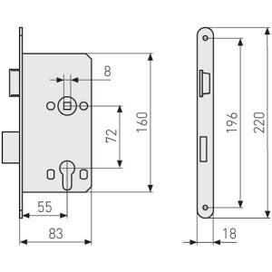 Abus ES TGL PZ R G 55 72 Einsteckschloss, gold