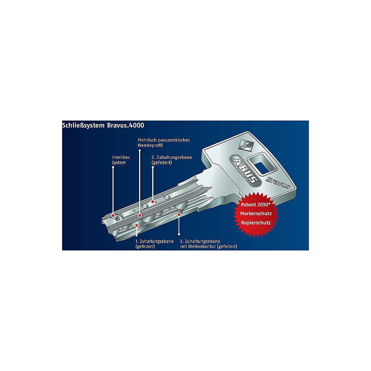 2er Abus Bravus 4000 Doppelzylinder 30/30 9 Schl.