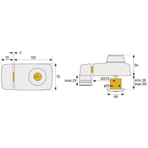 Abus 7025 W VdS Türzusatzschloss m. Innenzylinder