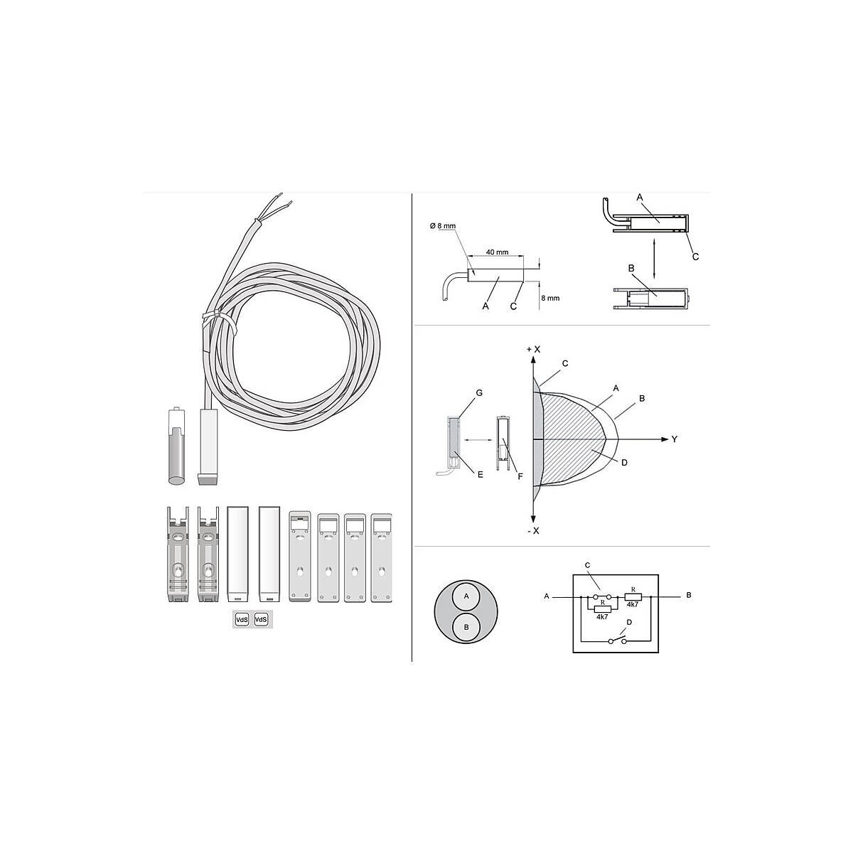 Aritech DC148S60 VdSC Magnetkontakt wei&szlig; 6m Aufbau