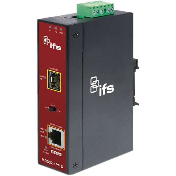 IFS MC352-1P/1S Medien-Konverter SFP, PoE