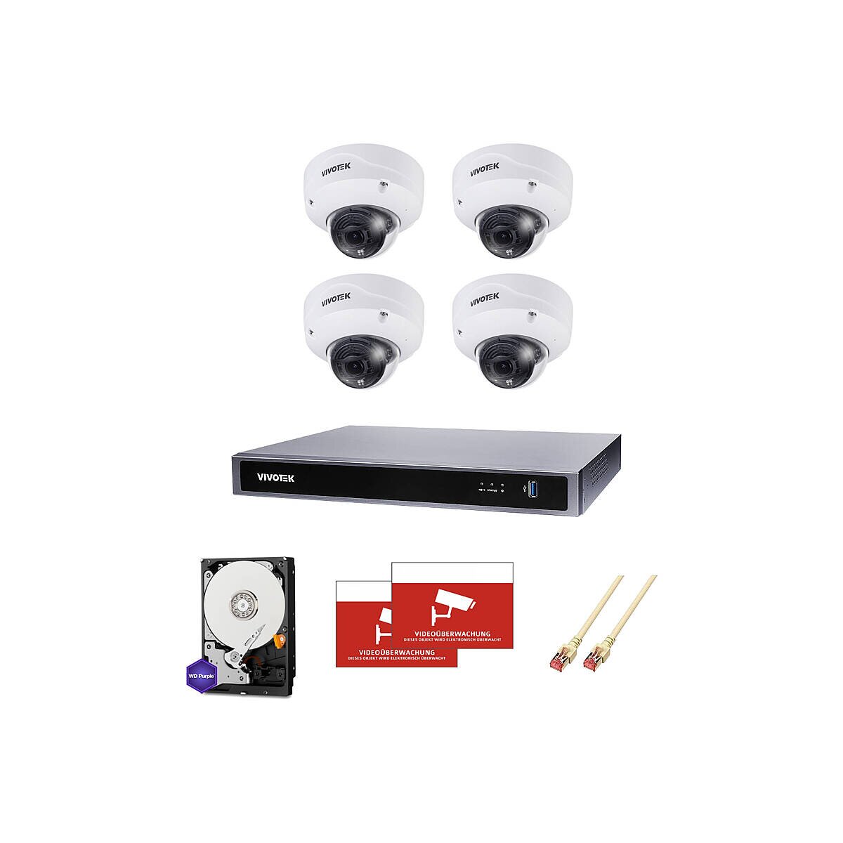 Überwachungskamera Set 4xDome 1080p box