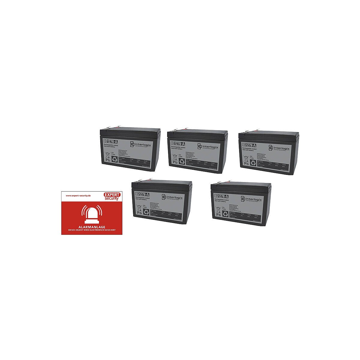 5er Set Akku Aritech BS127N-A 12 Volt/7,2 Ah