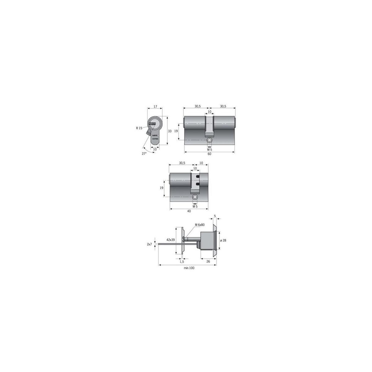 4er Abus EC550 40/40 Doppelzylinder gl. + 12 Schl.