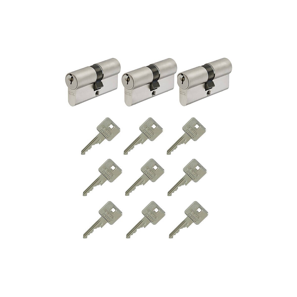 3er Abus A93 40/40 Doppelzylinder gl.+9 Schlüssel