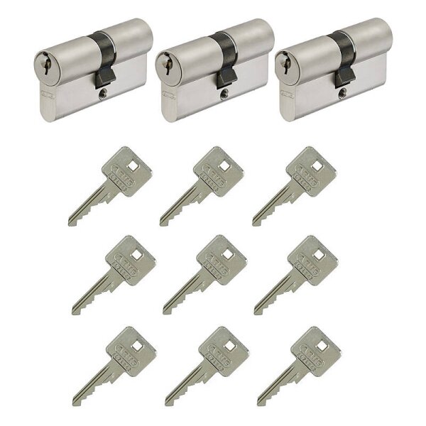 3er Abus A93 40/40 Doppelzylinder gl.+9 Schlüssel