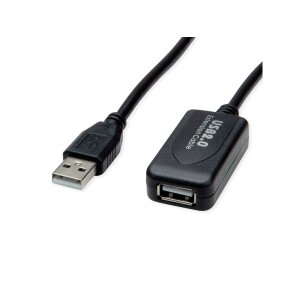 STANDARD USB 2.0 Verlängerung, aktiv, mit Repeater, schwarz, 10 m