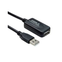 STANDARD USB 2.0 Verlängerung, aktiv, mit Repeater, schwarz, 10 m