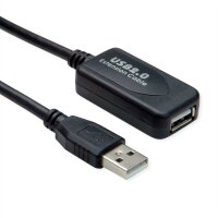 STANDARD USB 2.0 Verlängerung, aktiv, mit Repeater, schwarz, 10 m