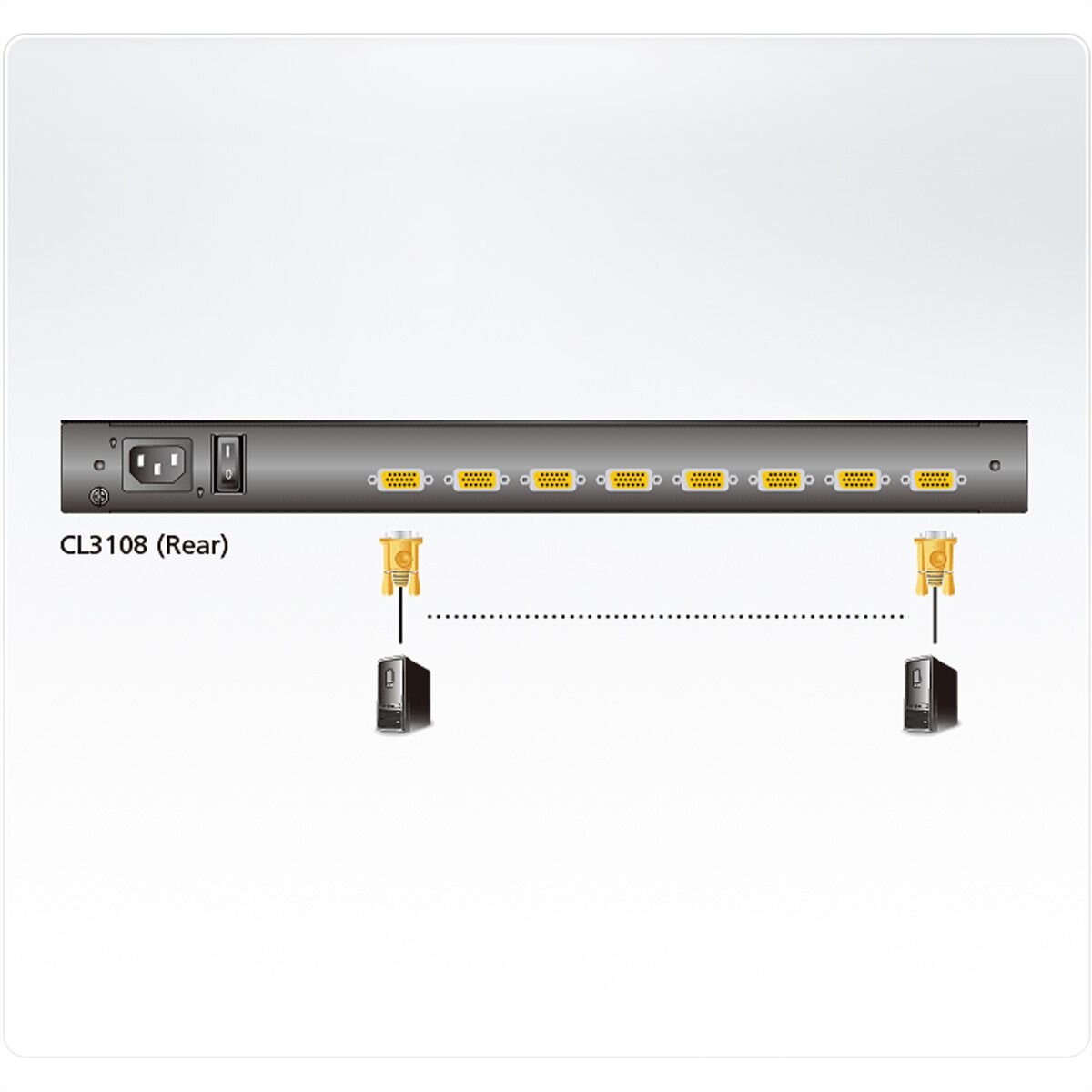 ATEN CL3108NX KVM-Switch, 18,5Zoll TFT, VGA, PS/2-USB, 8 Por