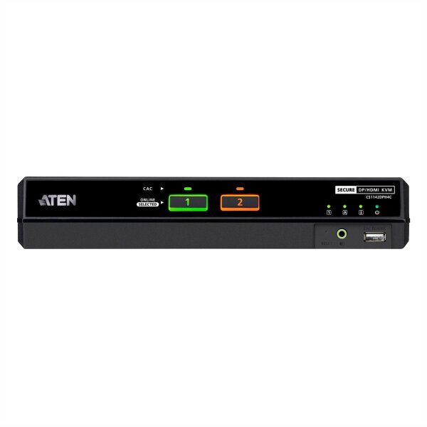 ATEN CS1142DPH4C 2-Port USB 5K DP/HDMI, Dual Bildschirm Universal Secure KVM Switch mit Cardreader