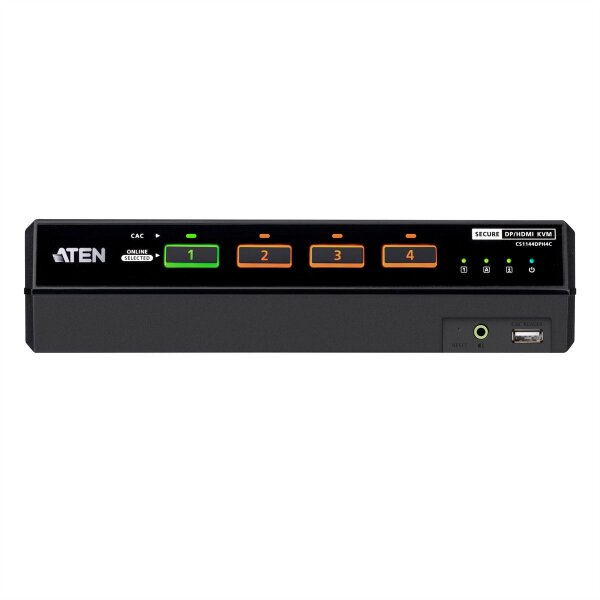 ATEN CS1144DPH4C 4-Port USB 5K DP/HDMI, Dual Bildschirm Universal Secure KVM Switch mit Cardreader