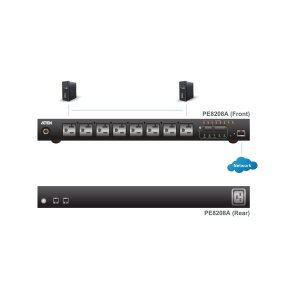 ATEN PE8208G PDU 8 Port, 1HE, 7xC13 + 1xC19, 16A , Einzel-Port-Messung