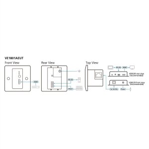ATEN VE1801AEUT HDMI 4K HDBaseT-Lite Sender, mit EU-Wandplatte PoH