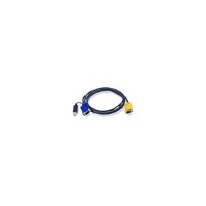 ATEN 2L-5203UP KVM-Kabel VGA USB (mit eingebautem PS/2-USB-Konverter), schwarz, 3 m