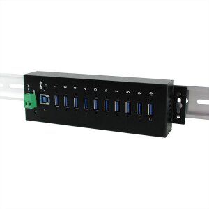EXSYS EX-1110HMVS 10 Port USB 3.2 Gen1 HUB 15KV ESD Surge Protection Metallgehäuse