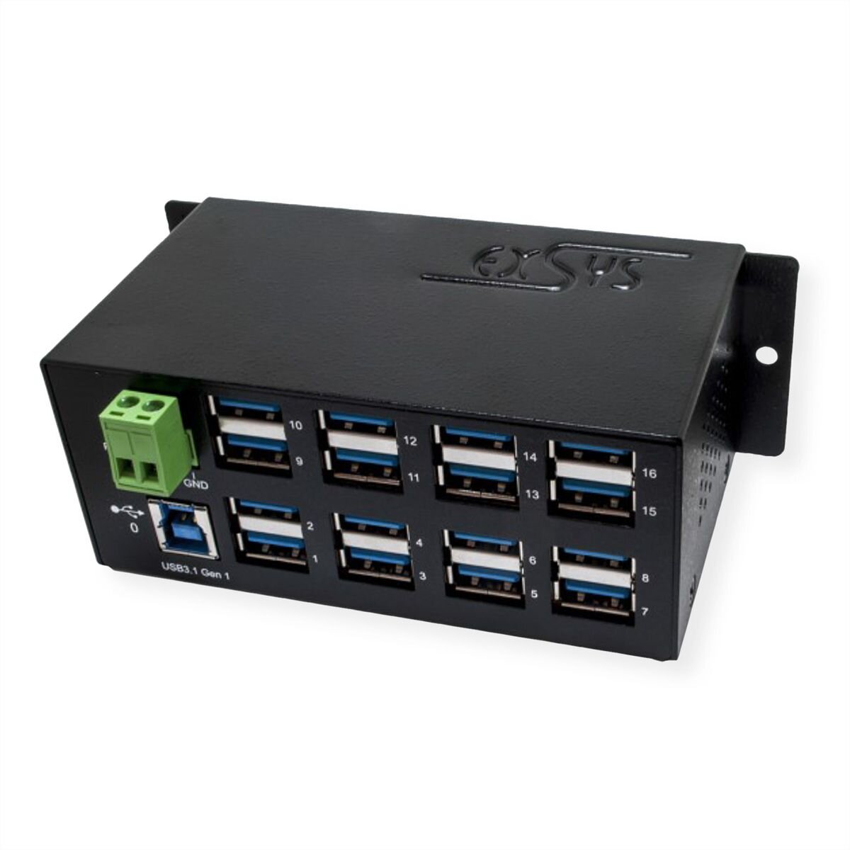 EXSYS EX-1113HMS 16 port USB 3.0/3.1(Gen1) HUB Din-Rail-Kit 