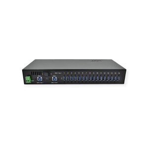 EXSYS EX-1116HMVS 16 Port USB 3.2 Gen1 HUB inkl. Din-Rail Kit Surge Protection