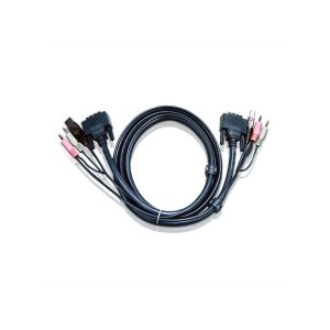 ATEN 2L-7D02UD KVM Kabel DVI-D (Dual Link), USB, Audio, schwarz, 1,8 m