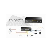 CUDY FS1010PG 8-Port 10/100M PoE+ Switch 2 Gigabit Uplink Ports 120W