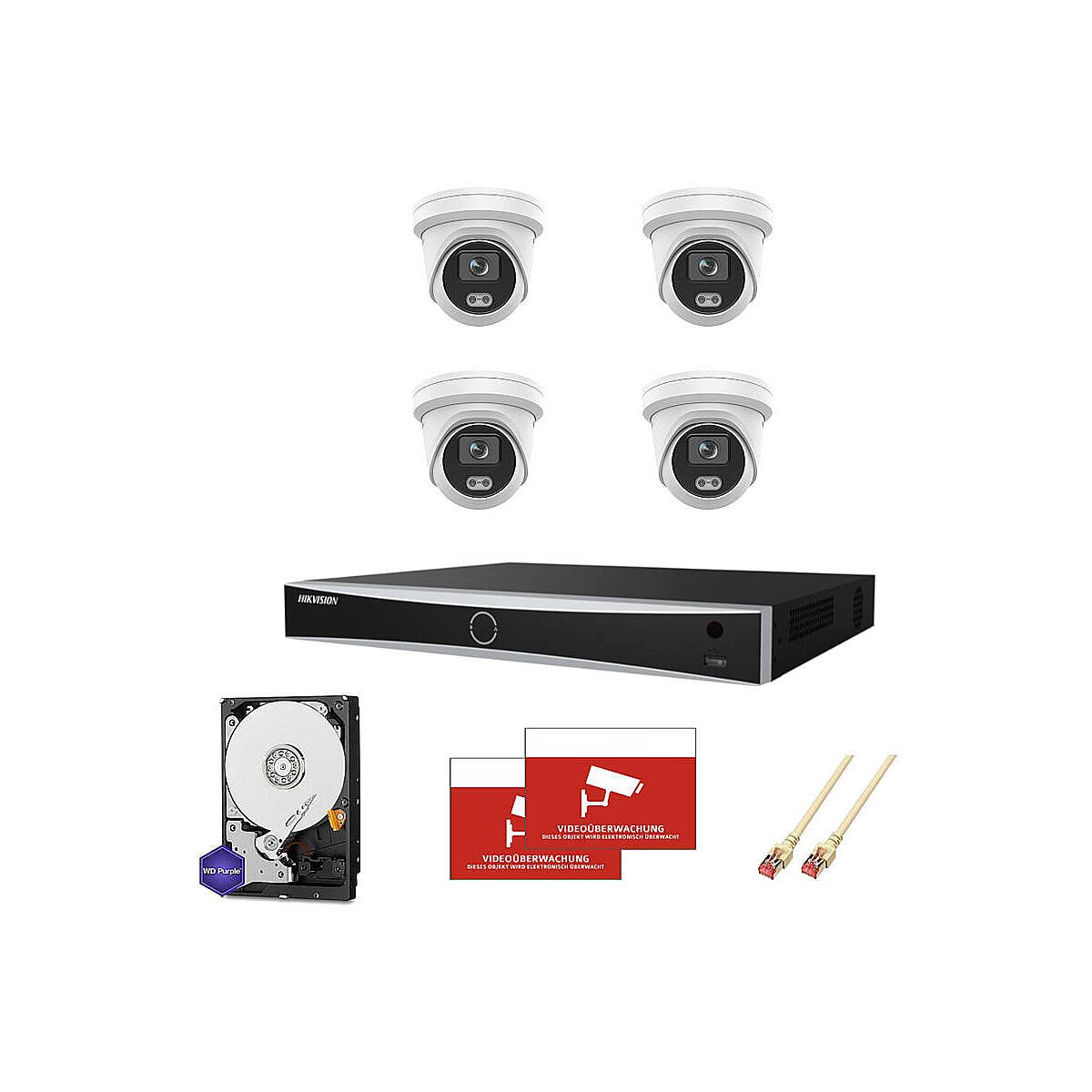HIKVision Set ColorVu 4x Dome 4K PoE + 8-CH NVR