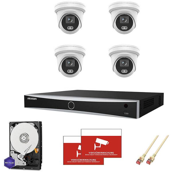 HIKVision Set ColorVu 4x Dome 4K PoE + 8-CH NVR
