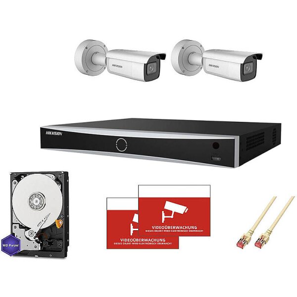 HIKVision Set AcuSense 2x Bullet 4K PoE + 8-CH NVR