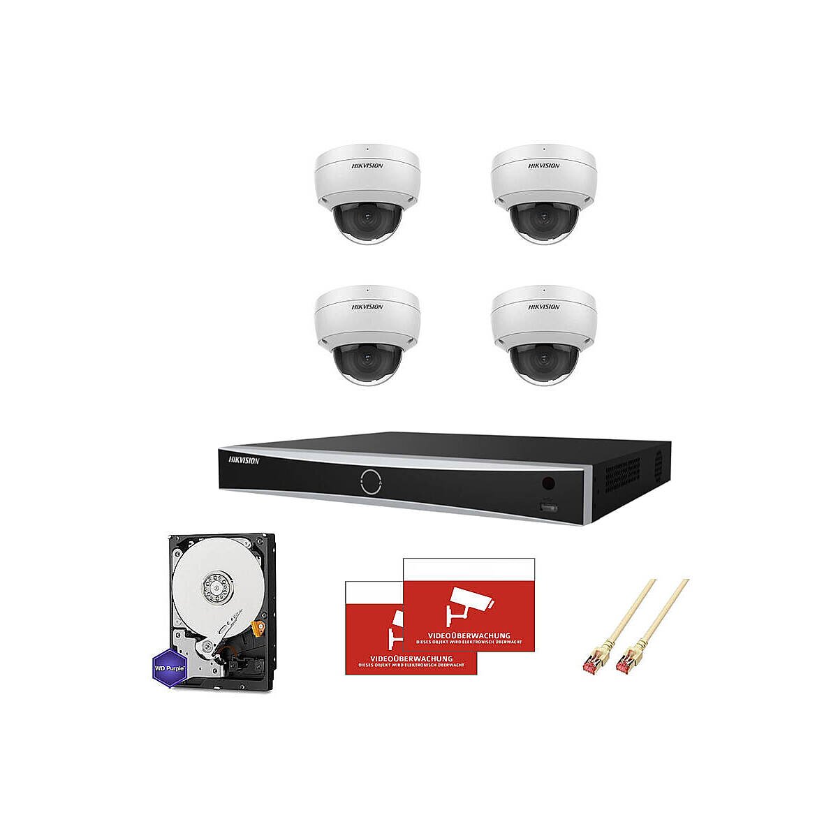 HIKVision Set AcuSense 4x Dome 4K PoE + 8-CH NVR
